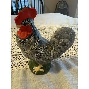Speckled Ceramic Rooster Figure Signed “MARSH” Chip On Tail 6” Tall Farmhouse